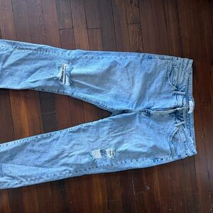 Stylish Light Blue Distressed Flare Jeans